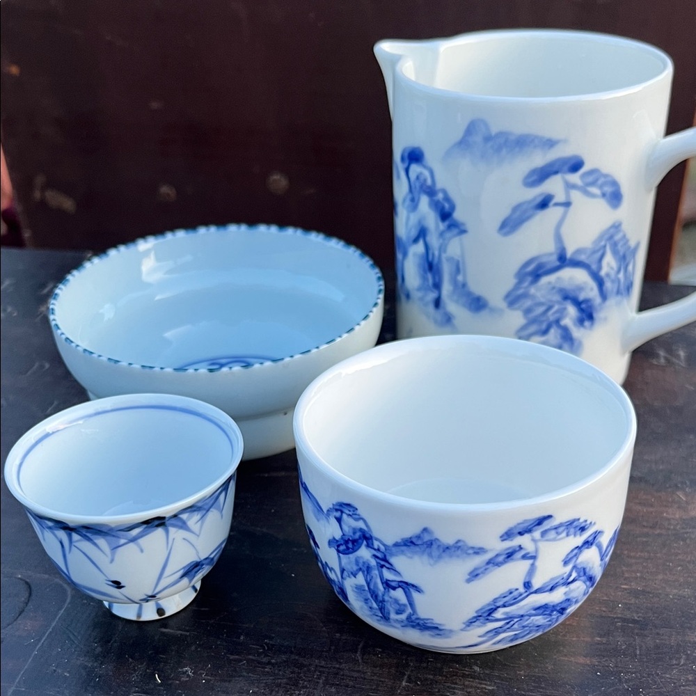Blue and White Porcelain Tea Set